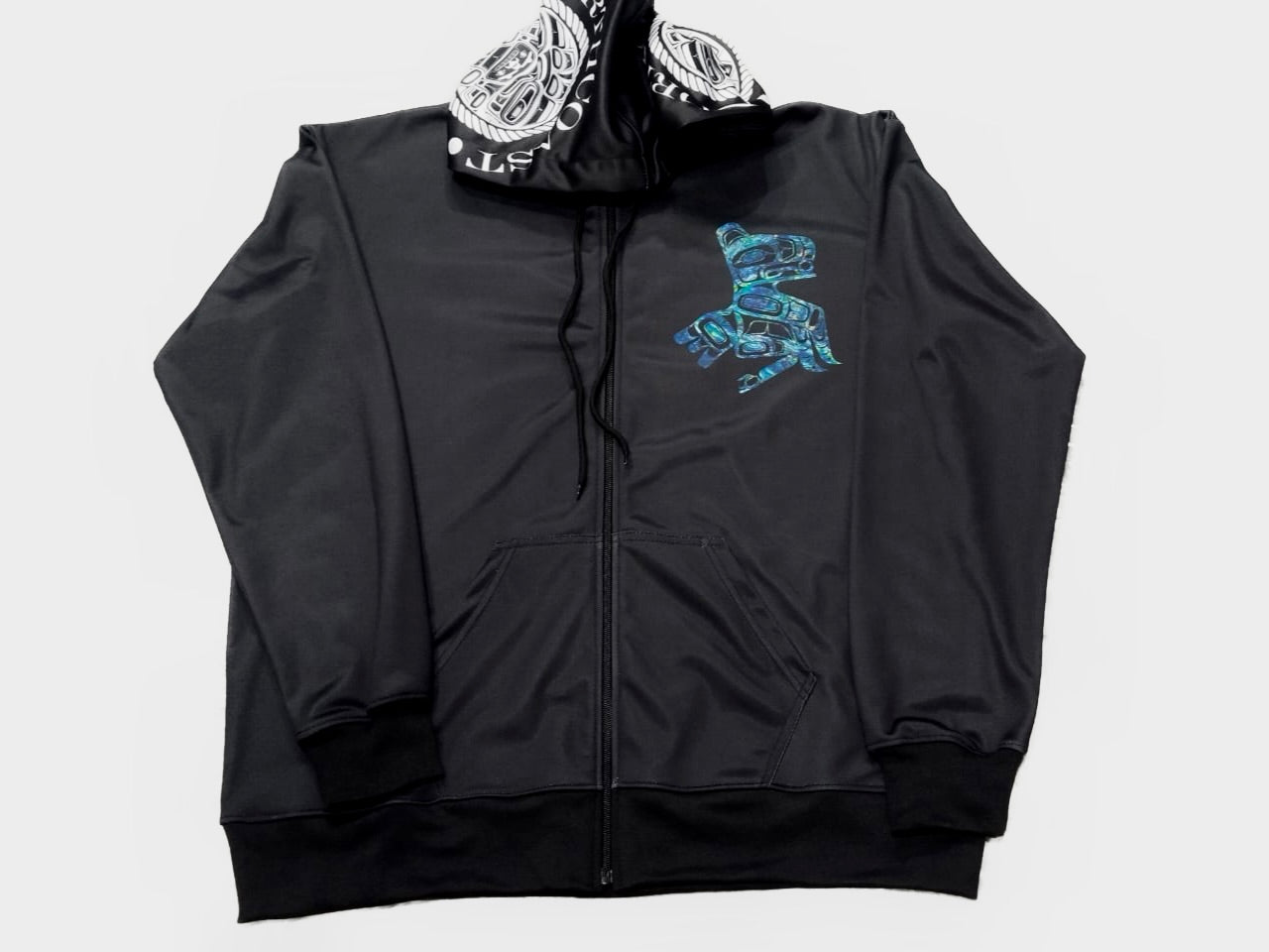 Lloyd Raven Zip Hoodie - Premium  from Northwest Coast Native Apparel/John P Wilson Haisla - Just $100! Shop now at Northwest Coast Native Apparel/John P Wilson Haisla