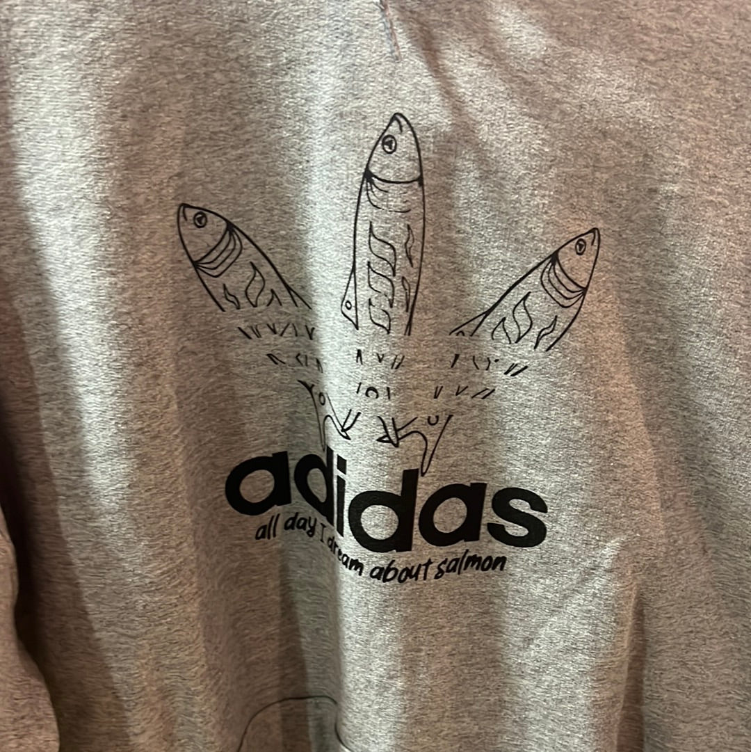 Raven Prints ADIDAS all day i dream about salmon grey hoodie - Premium  from Raven Prints - Just $40! Shop now at Northwest Coast Native Apparel/John P Wilson Haisla