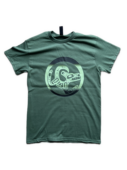 Wolf Tshirt Military Green - Premium  from Northwest Coast Native Apparel/John P Wilson Haisla - Just $26! Shop now at Northwest Coast Native Apparel/John P Wilson Haisla