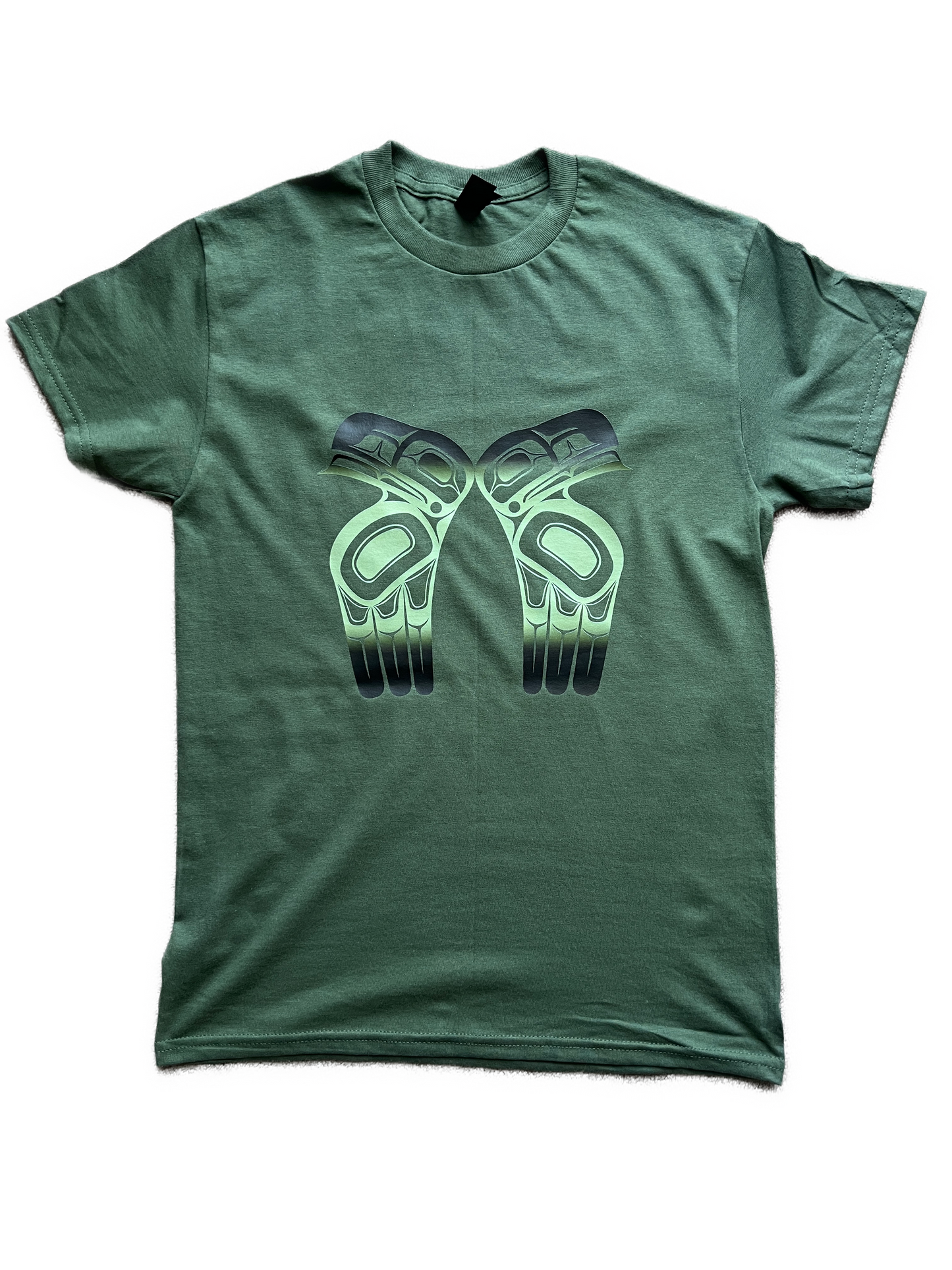 Raven Tshirt Military Green - Premium  from Northwest Coast Native Apparel/John P Wilson Haisla - Just $26! Shop now at Northwest Coast Native Apparel/John P Wilson Haisla