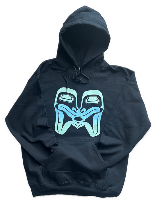 Frog Hoodie Black - Premium  from Northwest Coast Native Apparel/John P Wilson Haisla - Just $50! Shop now at Northwest Coast Native Apparel/John P Wilson Haisla