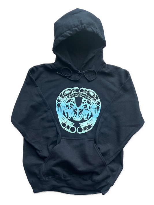 Wolf Hoodie Black - Premium  from Northwest Coast Native Apparel/John P Wilson Haisla - Just $50! Shop now at Northwest Coast Native Apparel/John P Wilson Haisla