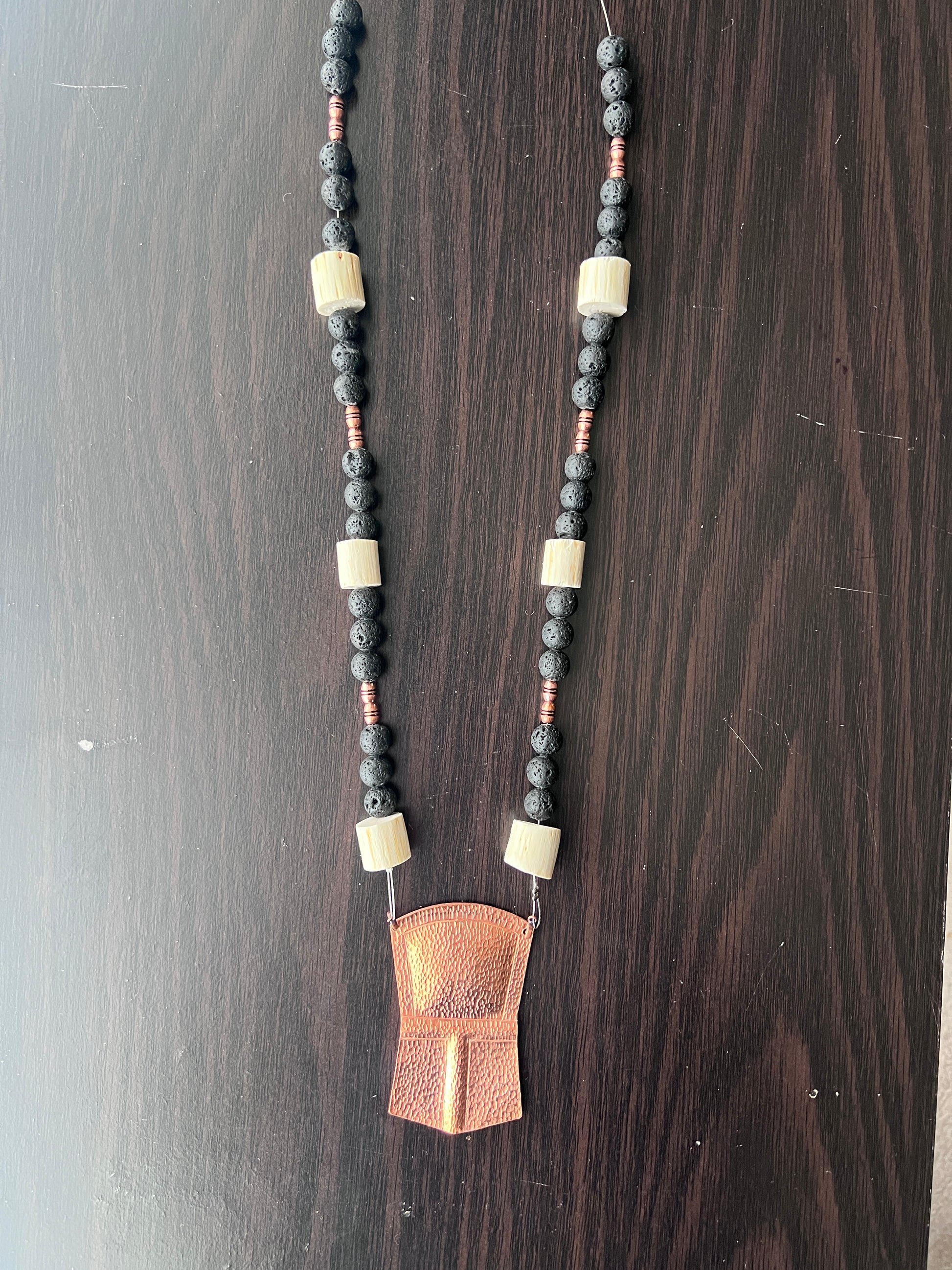 Copper Shield, Devils Club, Lava Beads and copper beads Necklace - Premium  from Northwest Coast Native Apparel/John P Wilson Haisla - Just $250! Shop now at Northwest Coast Native Apparel/John P Wilson Haisla