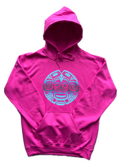 Eagle Hoodie Heliconia - Premium  from Northwest Coast Native Apparel/John P Wilson Haisla - Just $50! Shop now at Northwest Coast Native Apparel/John P Wilson Haisla