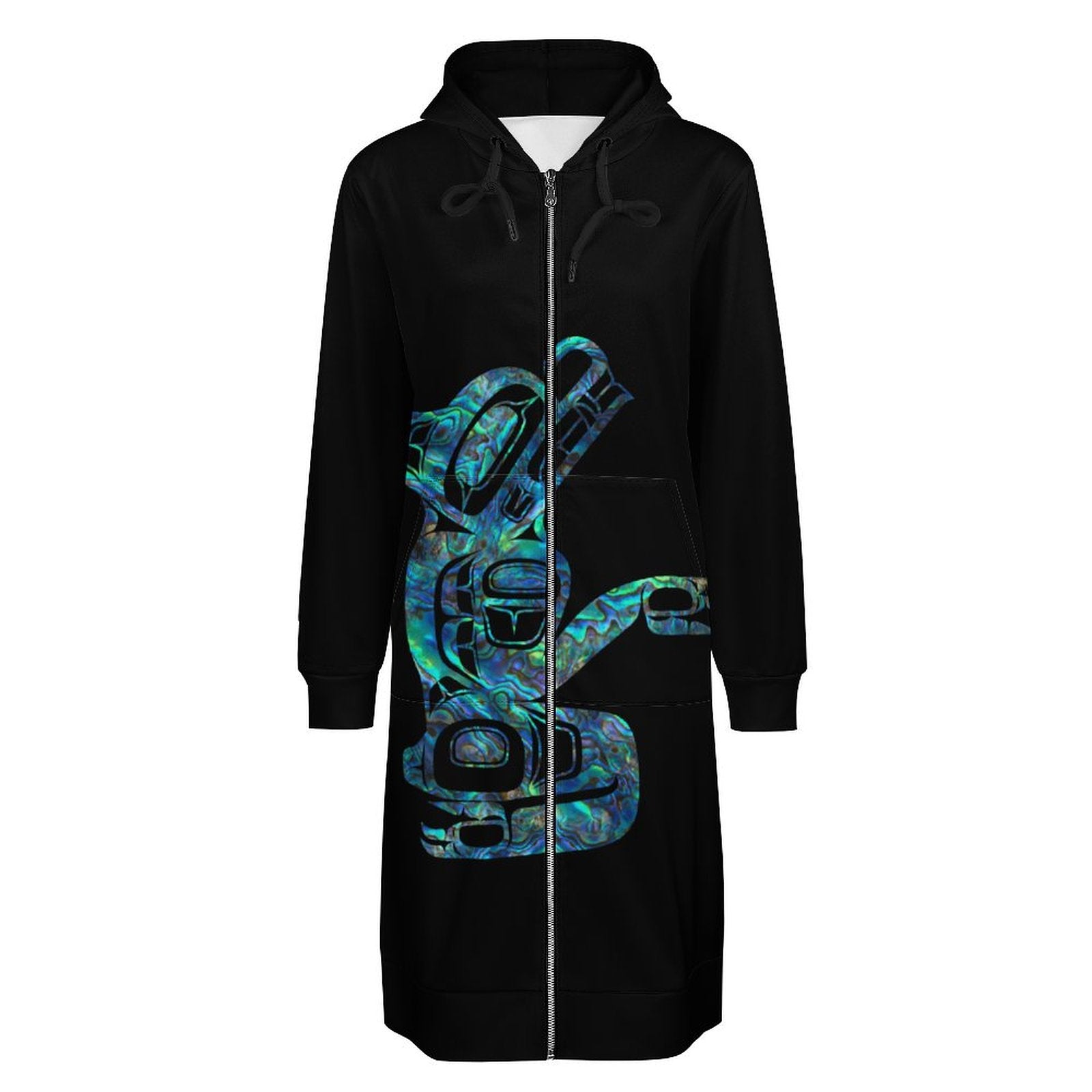 Hoodie Dress Zip Bear Lloyd - Premium  from Northwest Coast Native Apparel/John P Wilson Haisla - Just $80! Shop now at Northwest Coast Native Apparel/John P Wilson Haisla