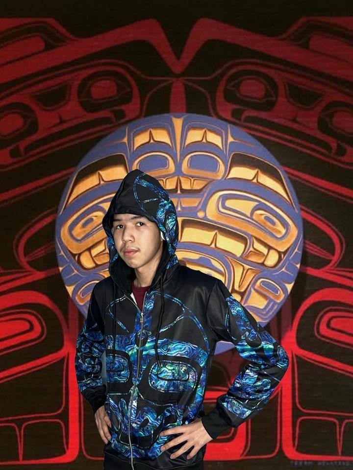 Abalone Killerwhale Hoodie All over Print - Premium Hoodie Unisex from Northwest Coast Native Apparel/John P Wilson Haisla - Just $100! Shop now at Northwest Coast Native Apparel/John P Wilson Haisla
