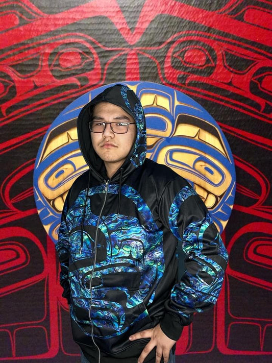 Abalone Eagle Hoodie All over Print - Premium Hoodie Unisex from Northwest Coast Native Apparel/John P Wilson Haisla - Just $100! Shop now at Northwest Coast Native Apparel/John P Wilson Haisla
