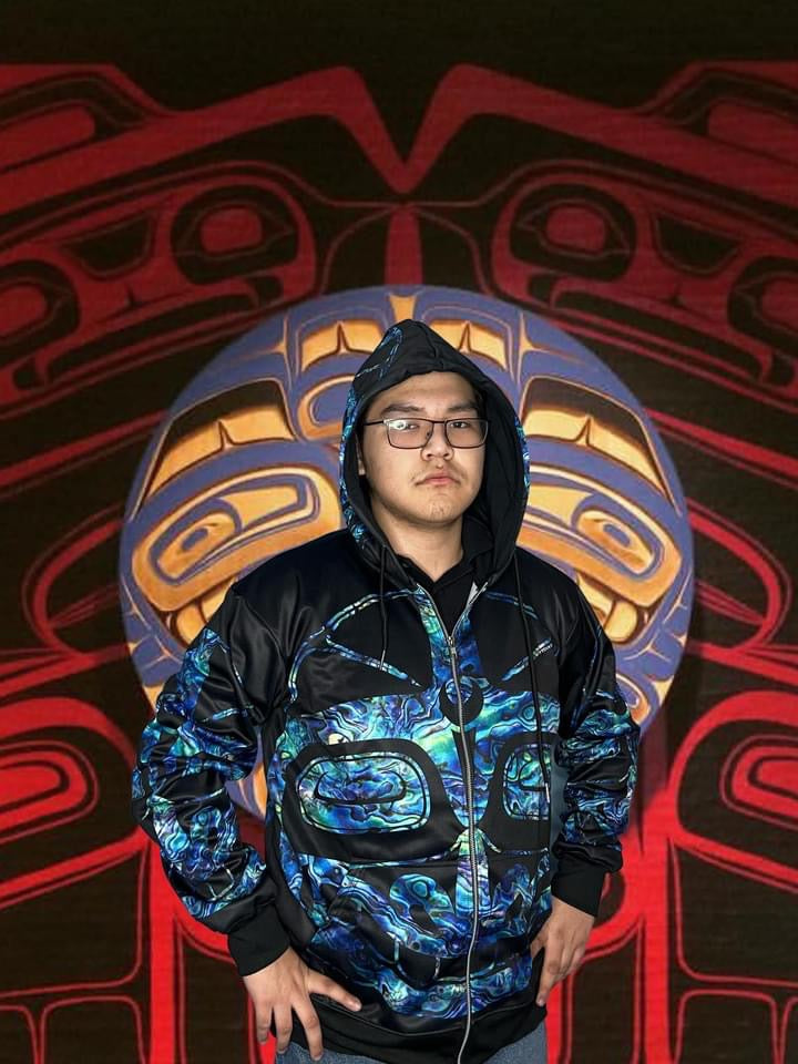 Abalone Killerwhale Hoodie All over Print - Premium Hoodie Unisex from Northwest Coast Native Apparel/John P Wilson Haisla - Just $100! Shop now at Northwest Coast Native Apparel/John P Wilson Haisla